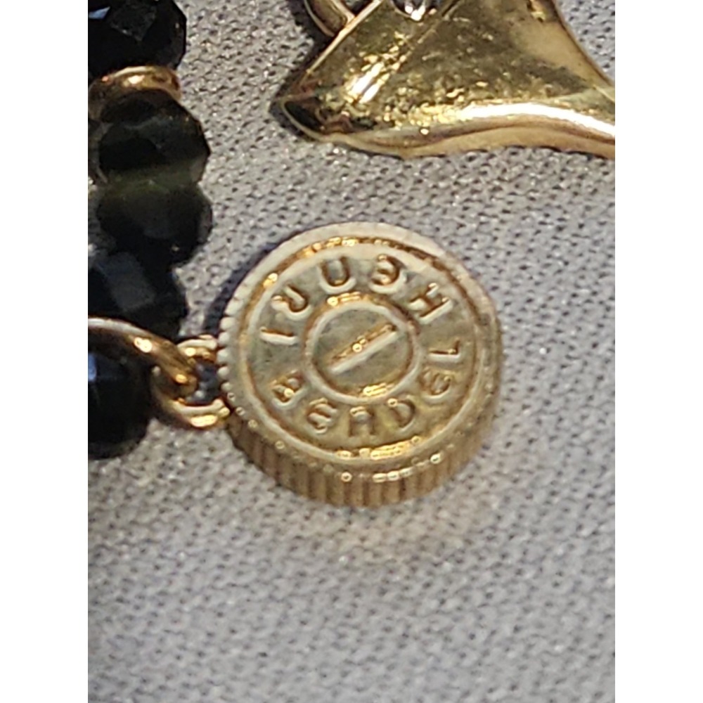 Henri Bendel Multi Strand Black Bead Gold Tone Chain Tassel Charm Bracelet - Picture 8 of 11